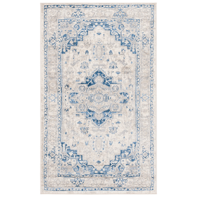 Tapis ivoire / bleu Aurich 851, Rectangle 3 pi x 5 pi