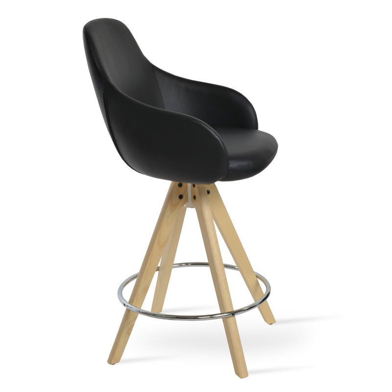 Tabouret de bar et de comptoir Gazel, Bois de frêne naturel, Tabouret de comptoir (hauteur d'assise de 25,5 po)