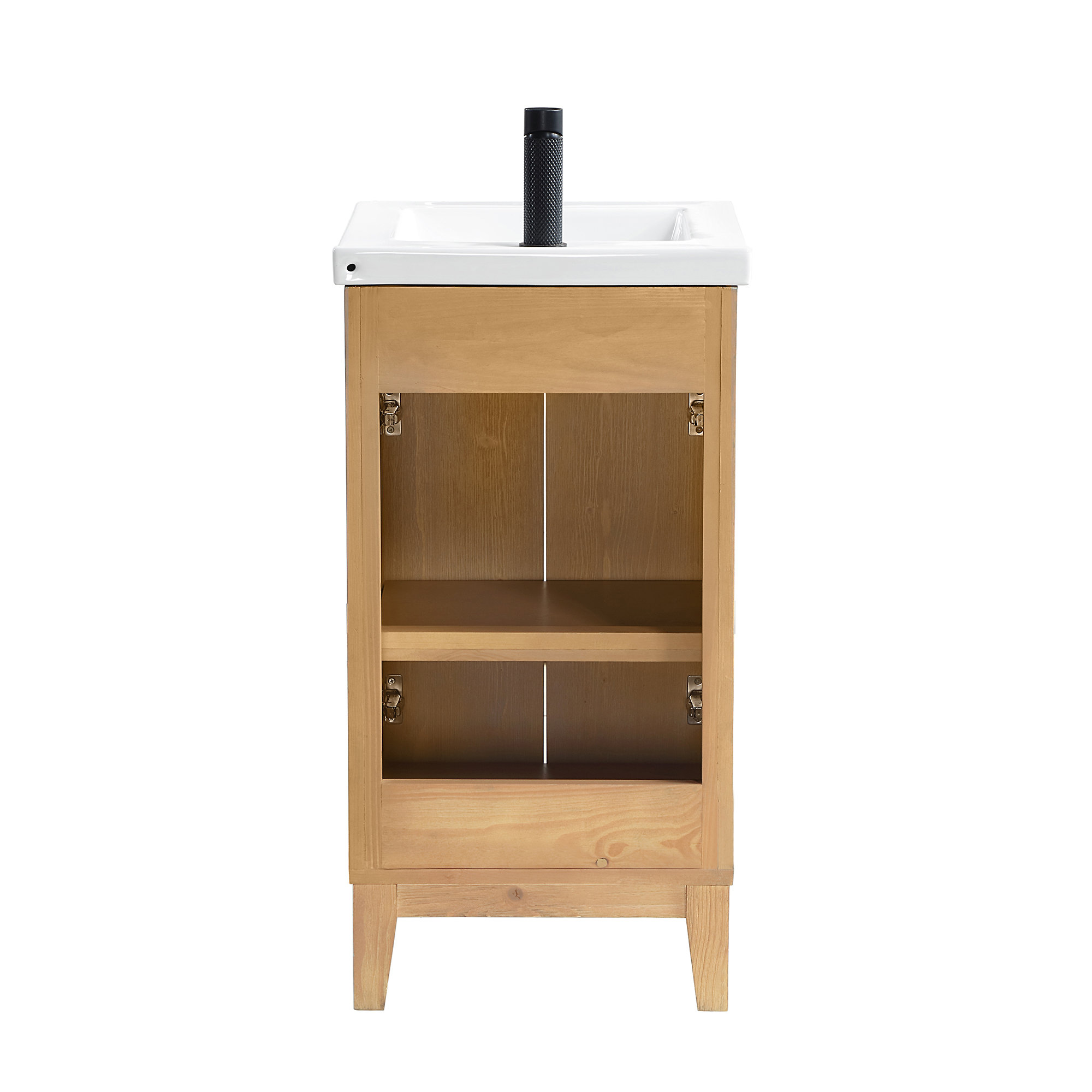 Dansfield 18.1'' Single Bathroom Vanity, Matte Black, Fir Wood Brown