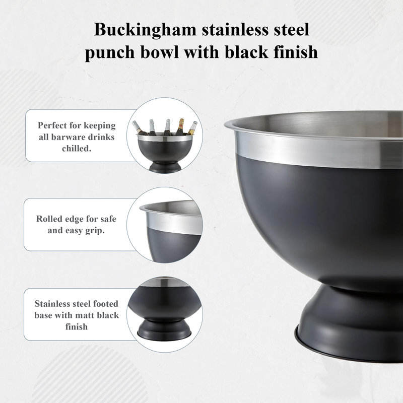 Buckingham Ice Bucket Stainless Steel Black Finish 40 cm 17.5 Litre