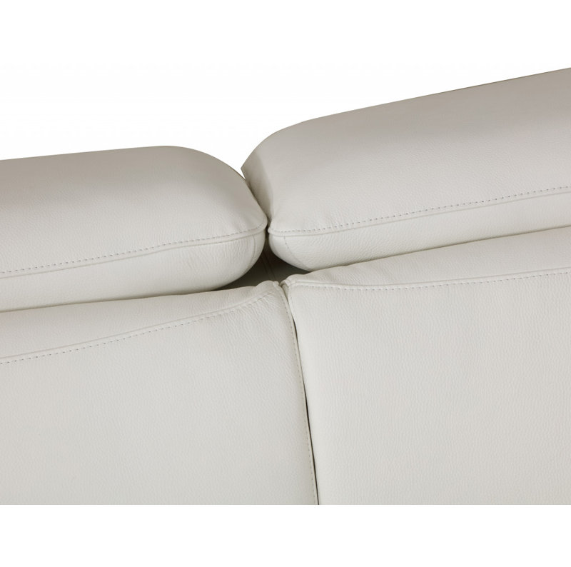  Chaise et demi en cuir véritable gris avec accents argentés