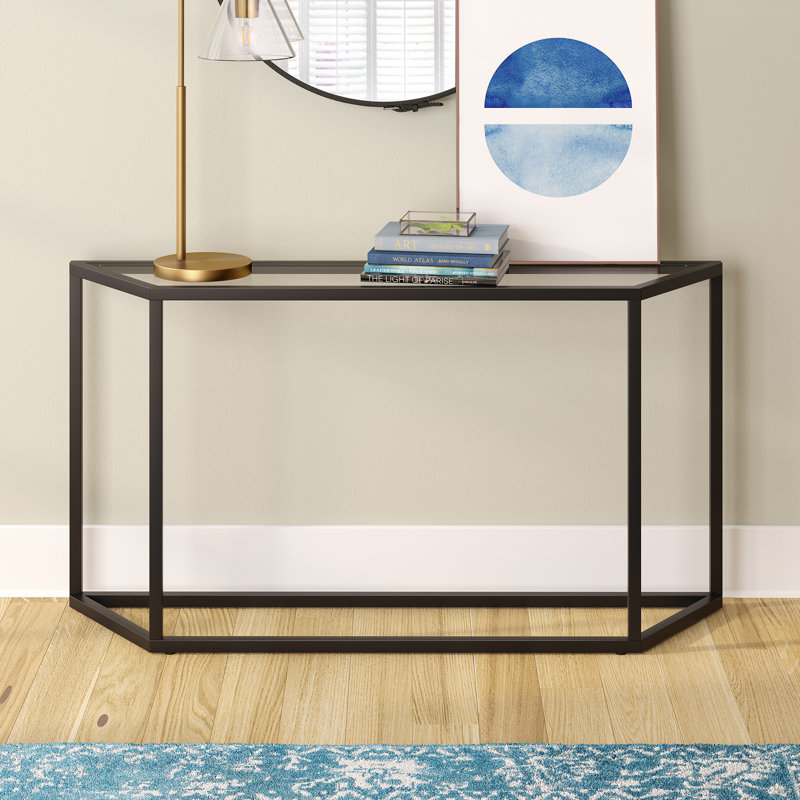 Levi Glass Top Console Table, Blackened Bronze, 29" H x 55" W x 12" D