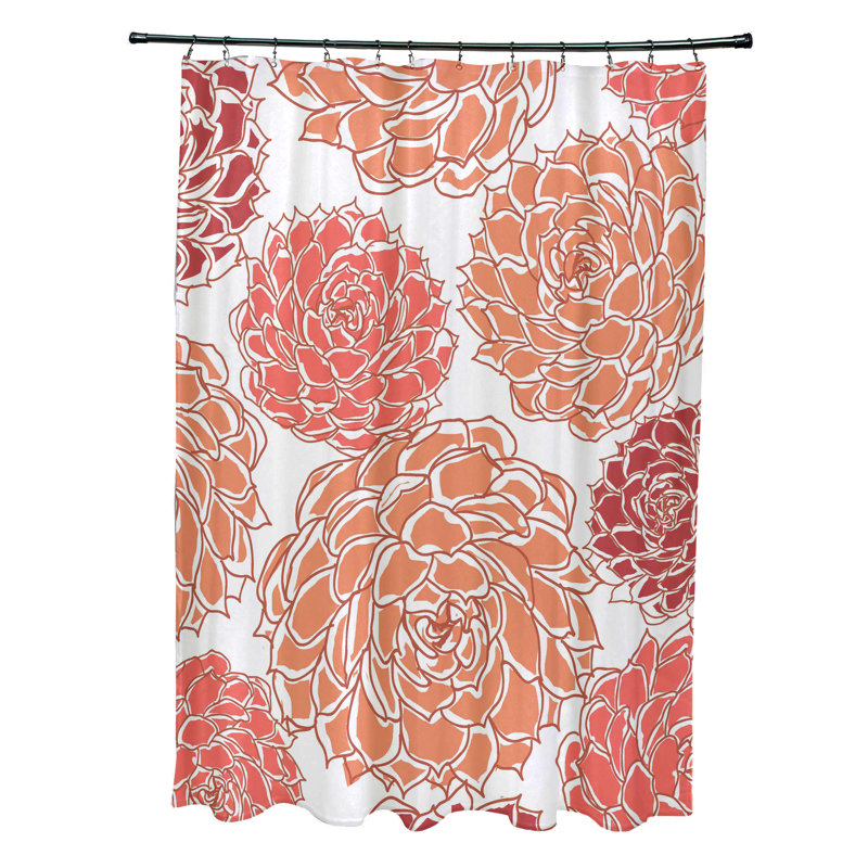 Rideau de douche simple à motif floral Miki, Orange