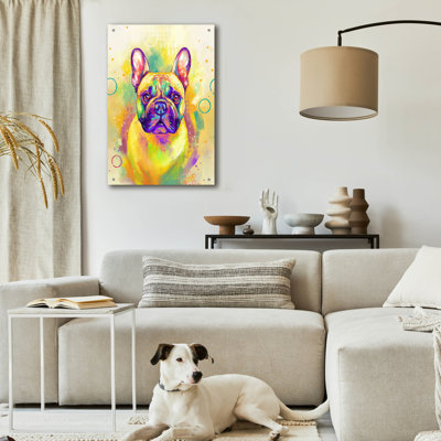Art mural en verre épique «Pop Art French Bulldog 2» par Furbaby Affiliates