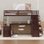 Lit mezzanine simple avec 7 tiroirs, 2 tablettes et un bureau-431593690