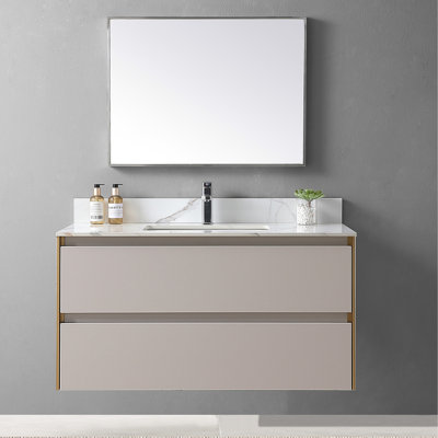 Dessus de meuble-lavabo de luxe en pierre frittée 43 po x 22 po avec lavabo en céramique