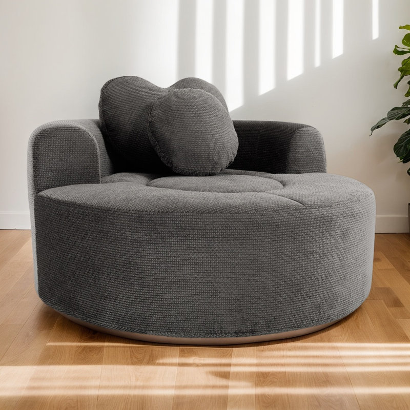 Canapé-lit rond en nuage avec mousse à mémoire de forme, canapé-lit modulaire moderne avec 2 coussins décoratifs pour le salon