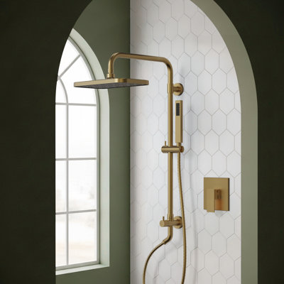 Système de douche moderne avec pomme de douche à effet pluie 13,38 po et douchette à main