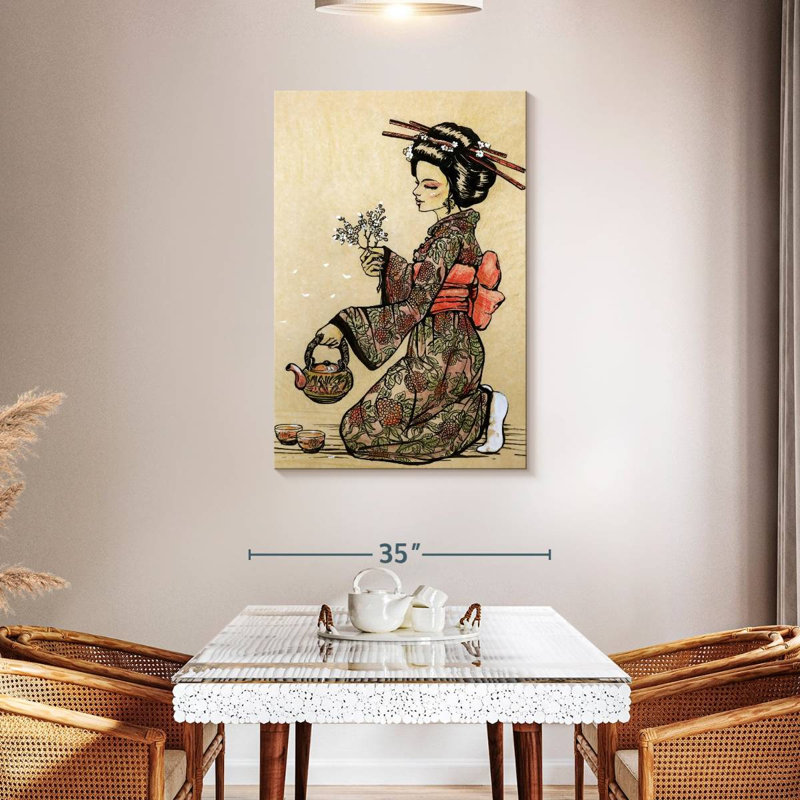 Leisha Geisha Serving Tea, 45" H x 30" W
