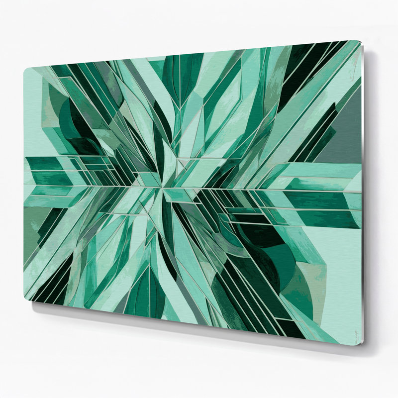 «Geometric Abstraction 25», art mural en métal vert, H 24 po x l 36 po