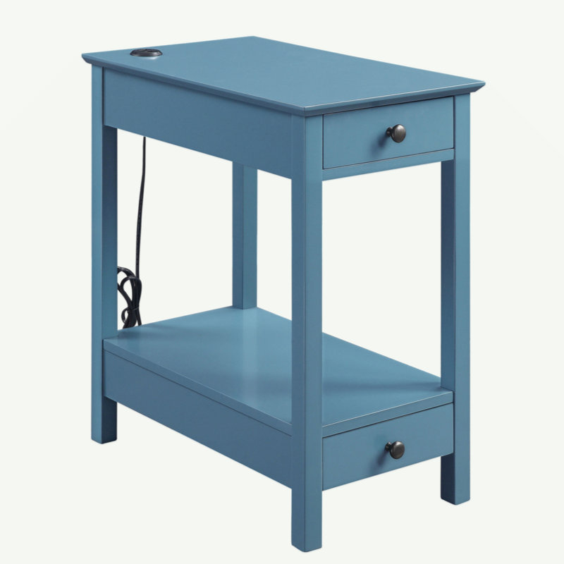Table d'appoint avec rangement USB, Sarcelle