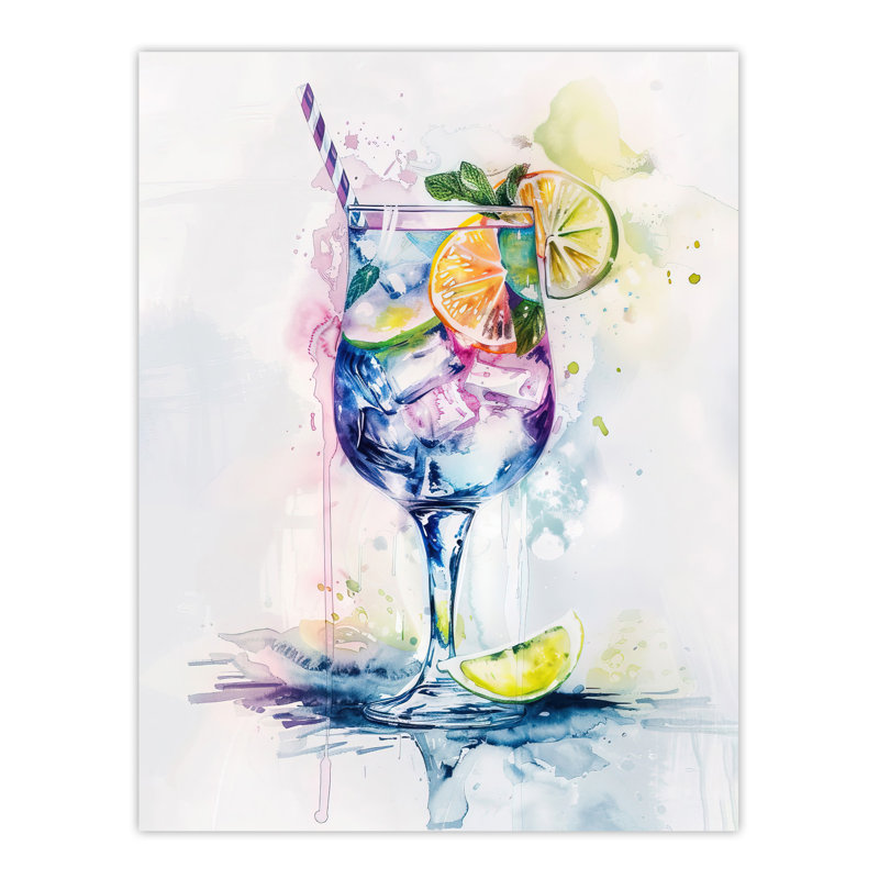 Tropical Cocktail Drink Watercolour Wall Art Print
