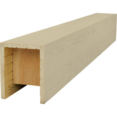 AmeriCraft Wood Smooth Beam, 3-Sided (U-Beam), 9 1/2"W x 9 1/2"H x 72"L, White Washed Pickling Finish, Stain Grade Pine