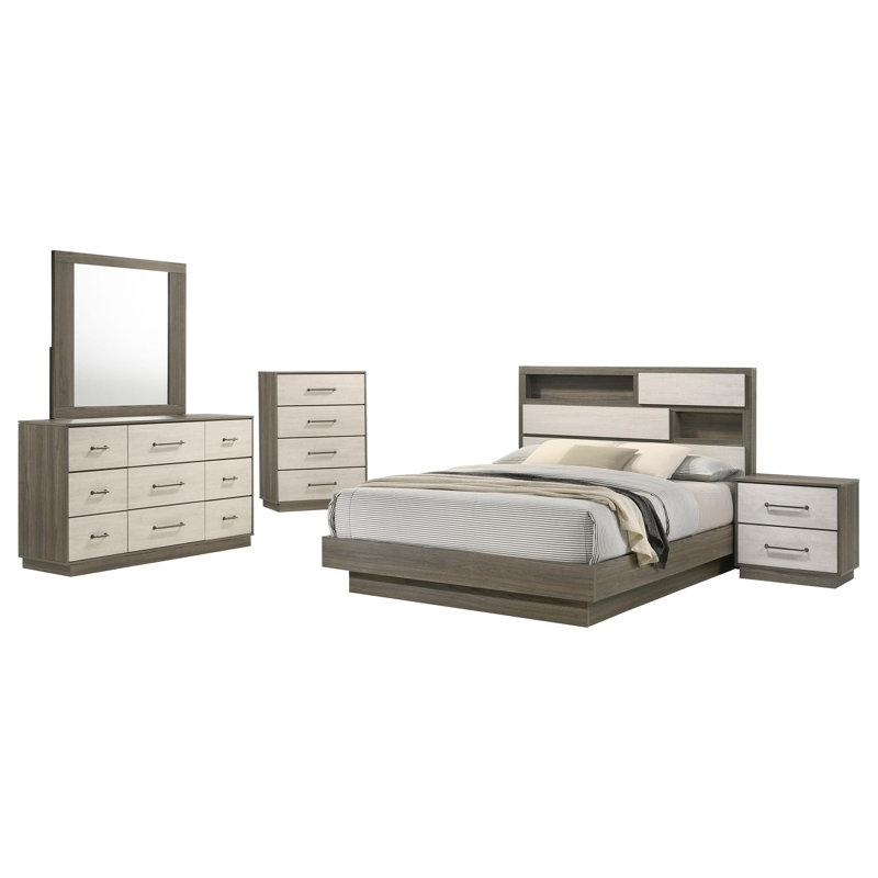 Ensemble de chambre avec grand lit 5 pièces Rolston, Grand