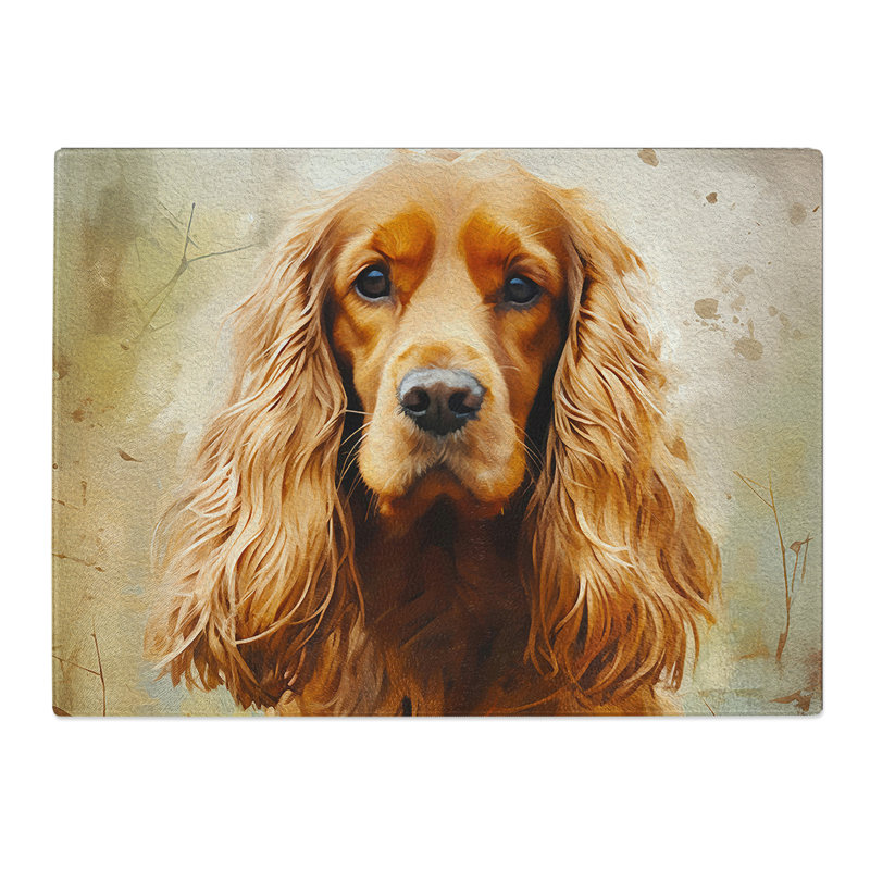 Cocker Spaniel Digital Art  Glass Chopping Board