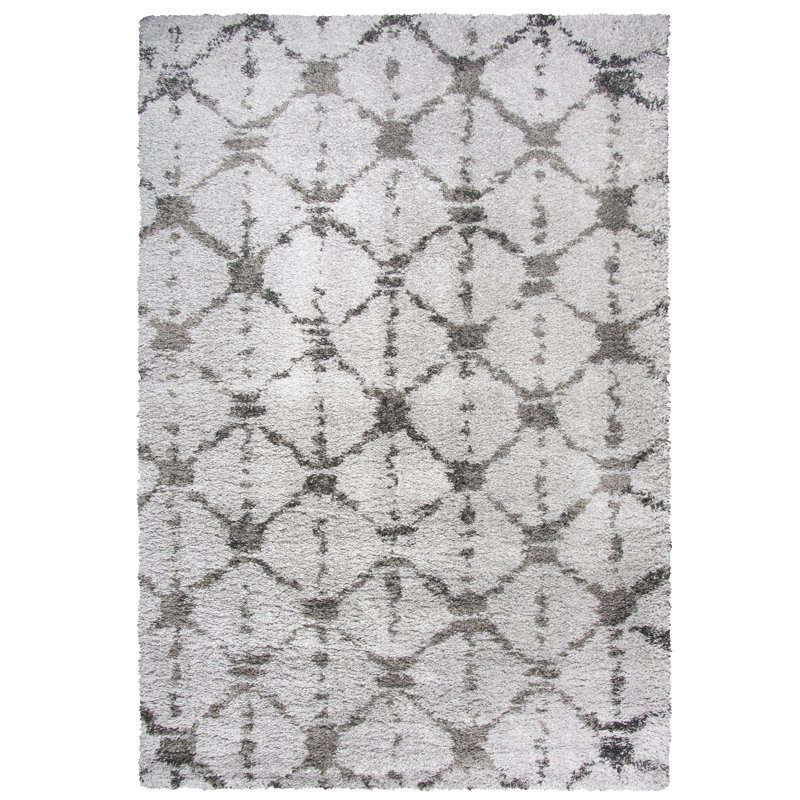 Tapis gris à motif géométrique Maxine, Rectangle 7 pi 10 po x 10 pi 6 po