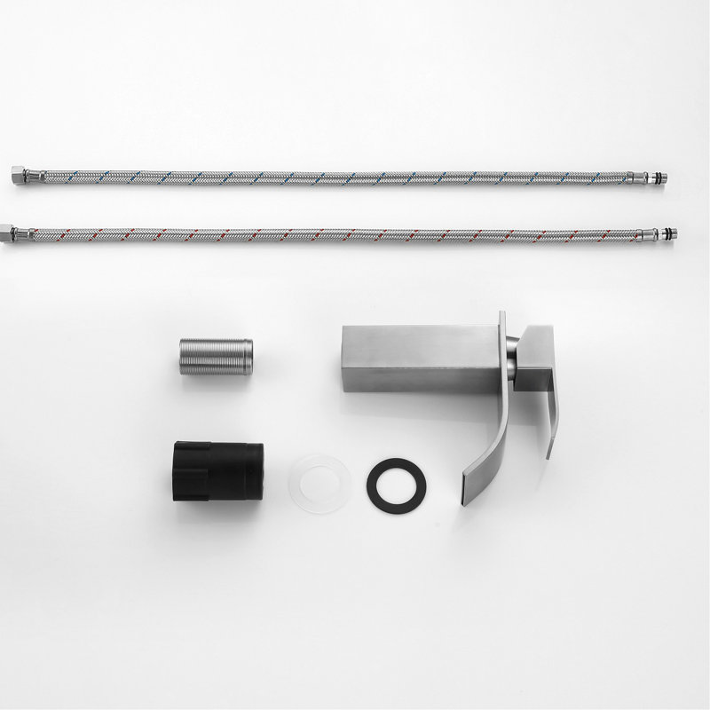 Robinet pour salle de bain à poignée simple avec bec cascade, acier inoxydable nickel brossé pour robinet à la mode, résistance supérieure à la corrosion