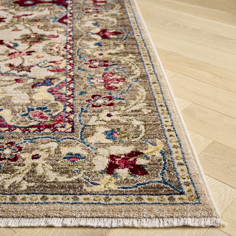 Bisen Performance Oriental Rug, Rectangle 5'1" x 7'5", Ivory/Taupe
