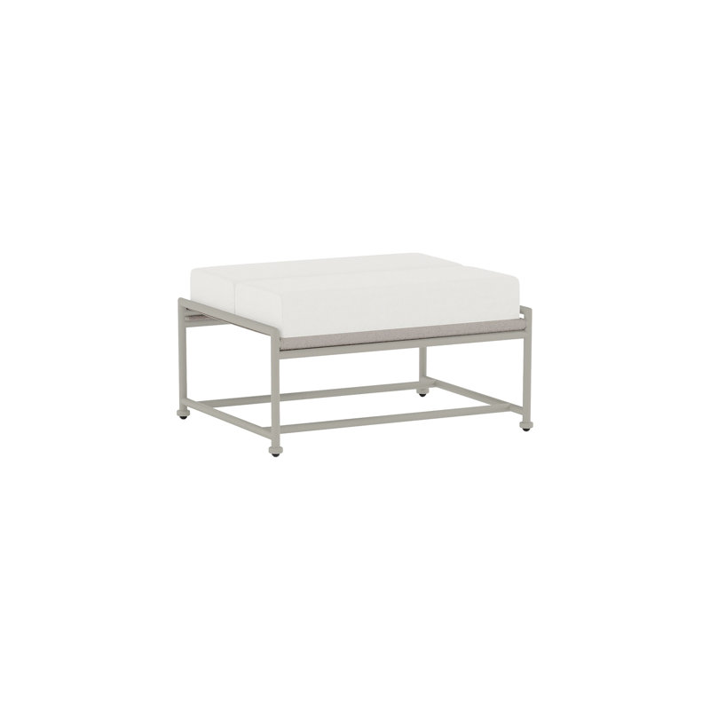 Glendale Cushion Sling Outdoor Ottoman, Tan, White