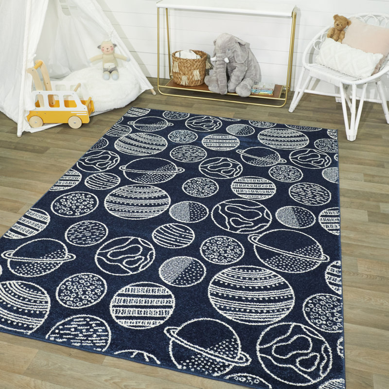 Tapis Otega, Rectangle 3 pi 11 po x 5 pi 7 po, Bleu / blanc