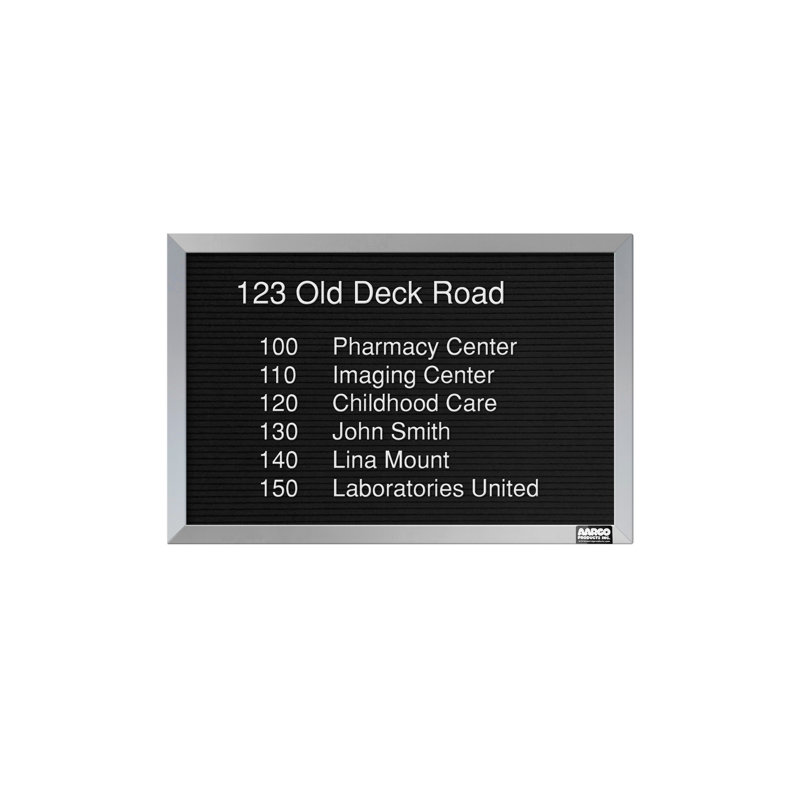 AARCO No Felt Letter Board, Aluminium, 12" H x 18" W