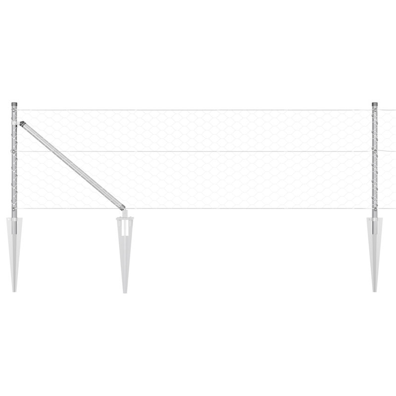 Hexagon Fence Galvanised Steel, Grey, 60cm H x 2500cm W