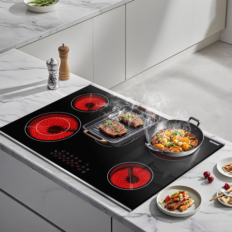 Plaque de cuisson électrique à 5 brûleurs Karinear à 5 brûleurs avec minuterie, minuterie, 8400 W, 220-240 V, fil rigide, sans prise