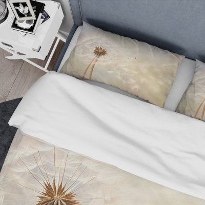 White Dandelion Romantic Impression IV - Dandelion Duvet Cover Set - Microfiber Polyester