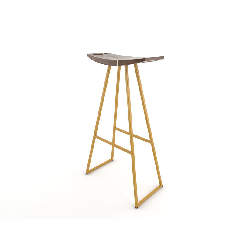 Tabouret de bar et de comptoir Robert, Noyer, Tabouret de bar (siège d'une hauteur de 30 po), Moutarde