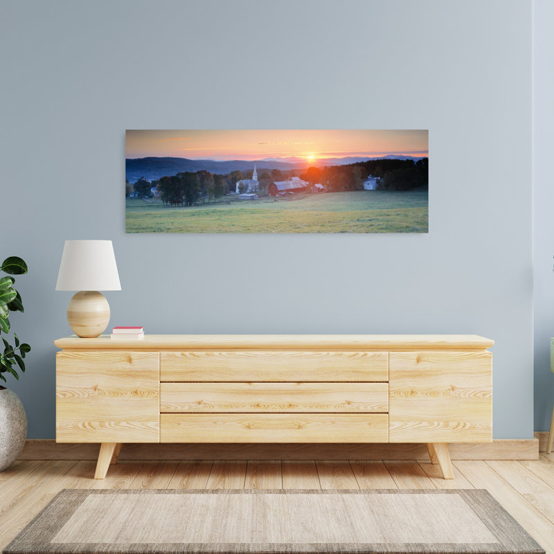 Sunrise Peacham Vt USA, art contemporain abstrait architecture murale, H 16 po x l 48 po