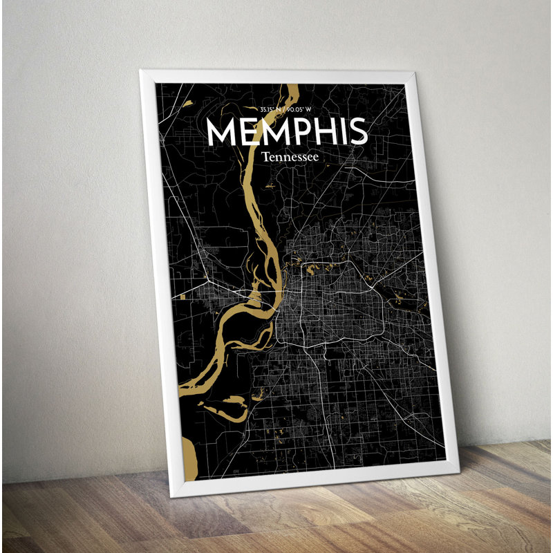 Memphis City Map - No Frame Print, 43.2cm H x 27.9cm W x 0.13cm D