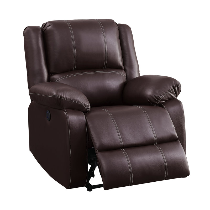 Hagar Upholstered Motion Recliner, Brown, Manual