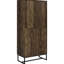 Armoire d'appoint autoportante à 8 tablettes, conception à chevrons, finition chêne rustique pour une atmosphère chaleureuse et accueillante avec portes, structure en bois d'ingénierie, style dans les espaces de vie