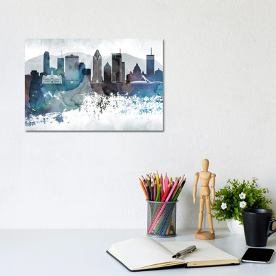 Montreal Bluish Skyline - Wrapped Canvas Print