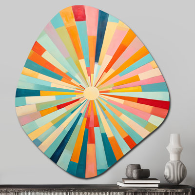 Coloré Mid Century Optique Serenade III - Art mural abstrait asymétrique en métal de style Mid-Century, reproduction de sculpture murale en métal de forme unique