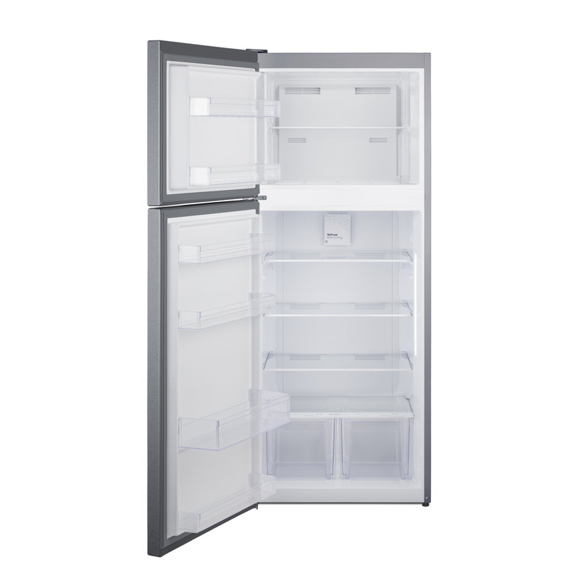 Summit Appliance 28" Wide Top-Mount Refrigerator-Freezer, Left Handed, Stainless Look