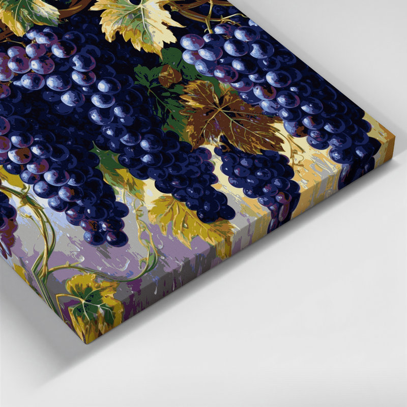 «Fruit Grape Concord», art mural sur toile grise, H 24 po x l 36 po