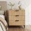 Ensemble de 2 tables de chevet modernes en bois cannelé avec 3 tiroirs, l 25,6 po x P 13,8 po x H 29,5 po, naturel-132144093