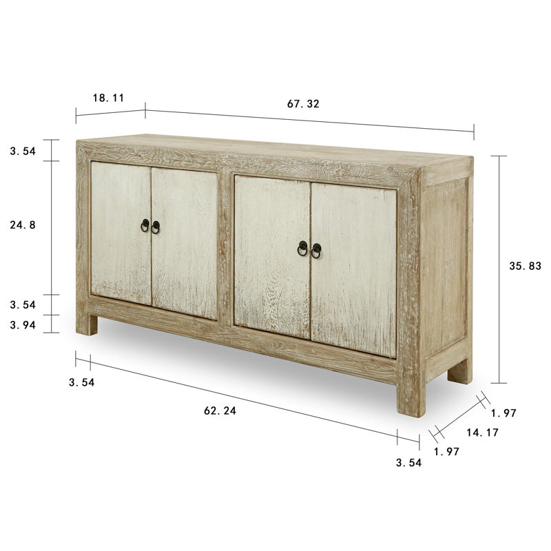 Lewie 67'' W Solid Wood Buffet, Antique Off White