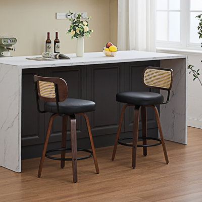 Upholstered Swivel Bar Stools Side Chairs Set