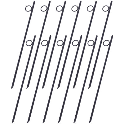 Rebar Stake With Loop 12Pcs Grip Rebar 3/8X 18 Inch Steel Durable Heavy Duty Tent Canopy Ground Stakes With Angled Ends And 1 Inch Loops For Campsites And Canopies