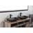 14.38" L -22.25" W -4-3/8 In. H Matte Shell  Glass Rectangular Vessel Bathroom Sink In Black With  Faucet And Pop-Up Drain In Matte Black