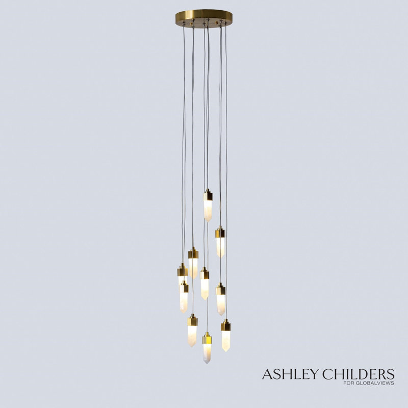 Leo Pendant-10 Drop Round-Satin Brass