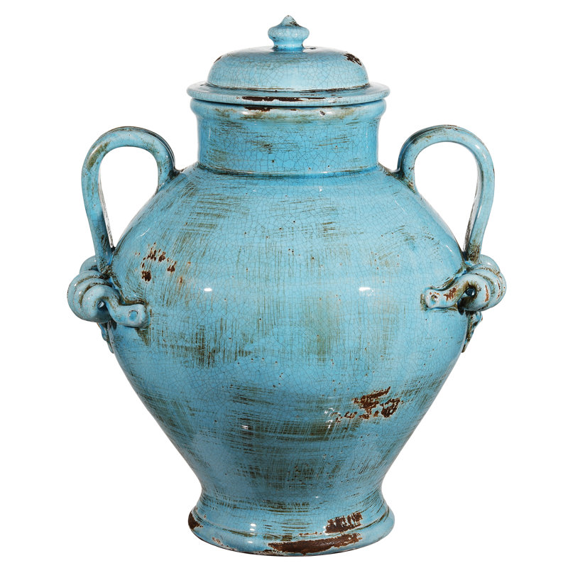 Pot de terre cuite 22,4 po Bates, Bleu