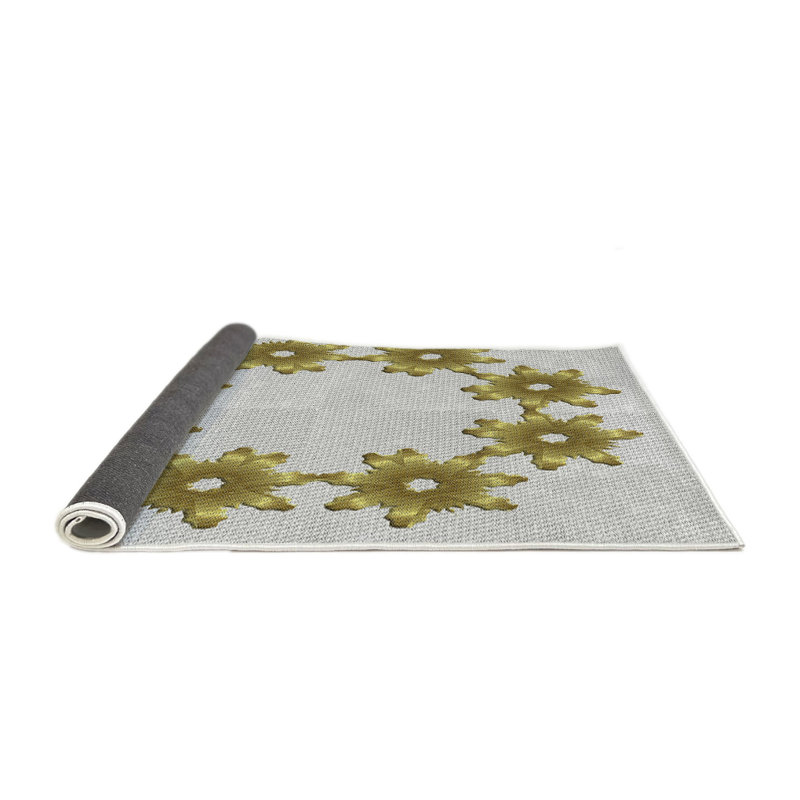 Tapis vert/blanc cassé tissé à la machine, Rond 6 pi