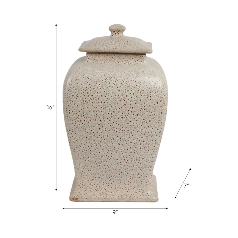 Townsend Handmade Stoneware Jar, 16" H x 7" W x 9" D, Beige