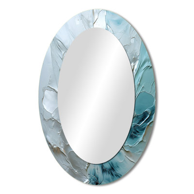 Silver Shimmer - Gray Modern Oval Wall Mirror