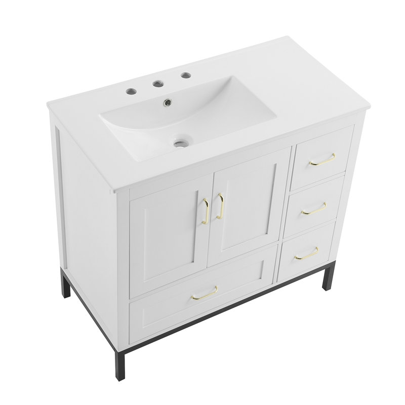 Meuble-lavabo de salle de bain, Blanc