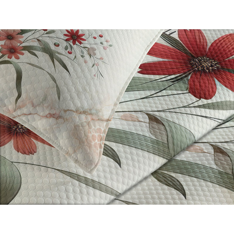 Polyester Floral Coverlet, Queen Coverlet / Bedspread + 2 Standard Shams