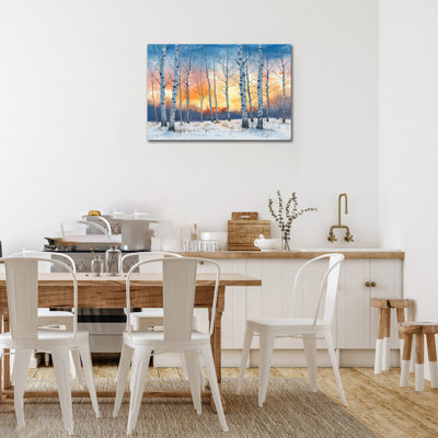 «Large Winter Birch Forest», reproduction d'art sur toile, paysage de nature tranquille, affiche prête à suspendre, scène d'hiver pour le salon, chambre à coucher